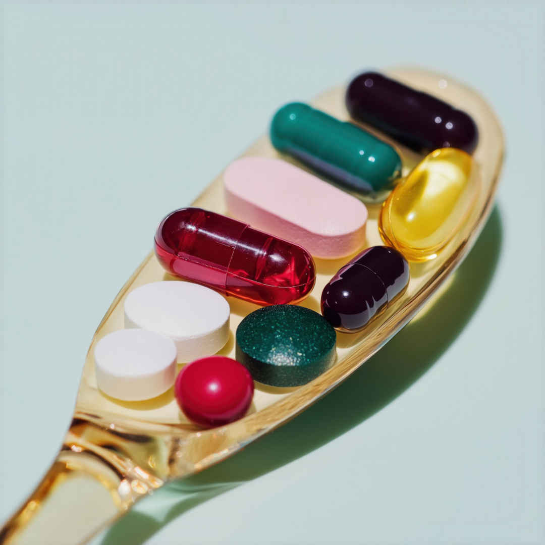 Golden Spoon with Pills